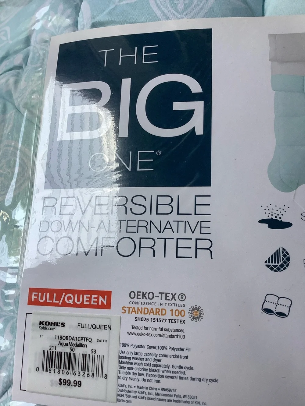 NWTs Gorgeous Comforter Full/ Queen AQUA Green Floral Design The Big One was $99